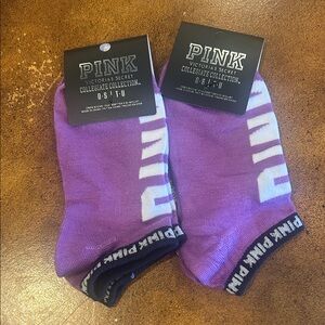 PINK Victoria's Secret Purple Low-Cut Athletic Socks with White Logo